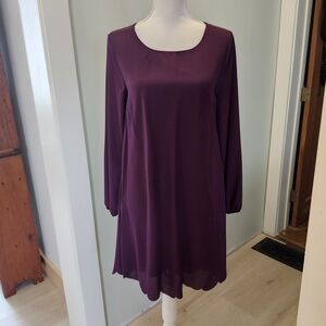 Charlotte Russe | Deep Purple Long Sleeve Scalloped Dress